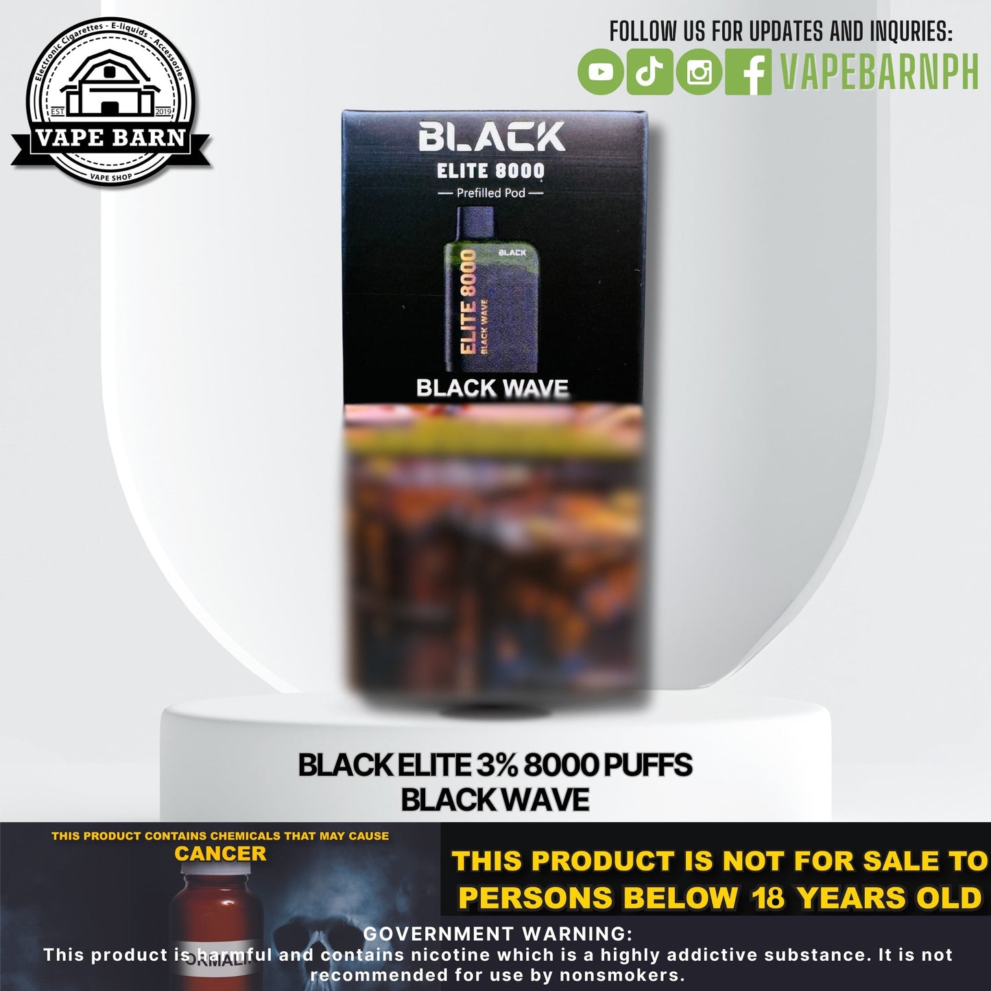 Black Elite V1 (Prefilled Pod) 3% 8000 Puffs