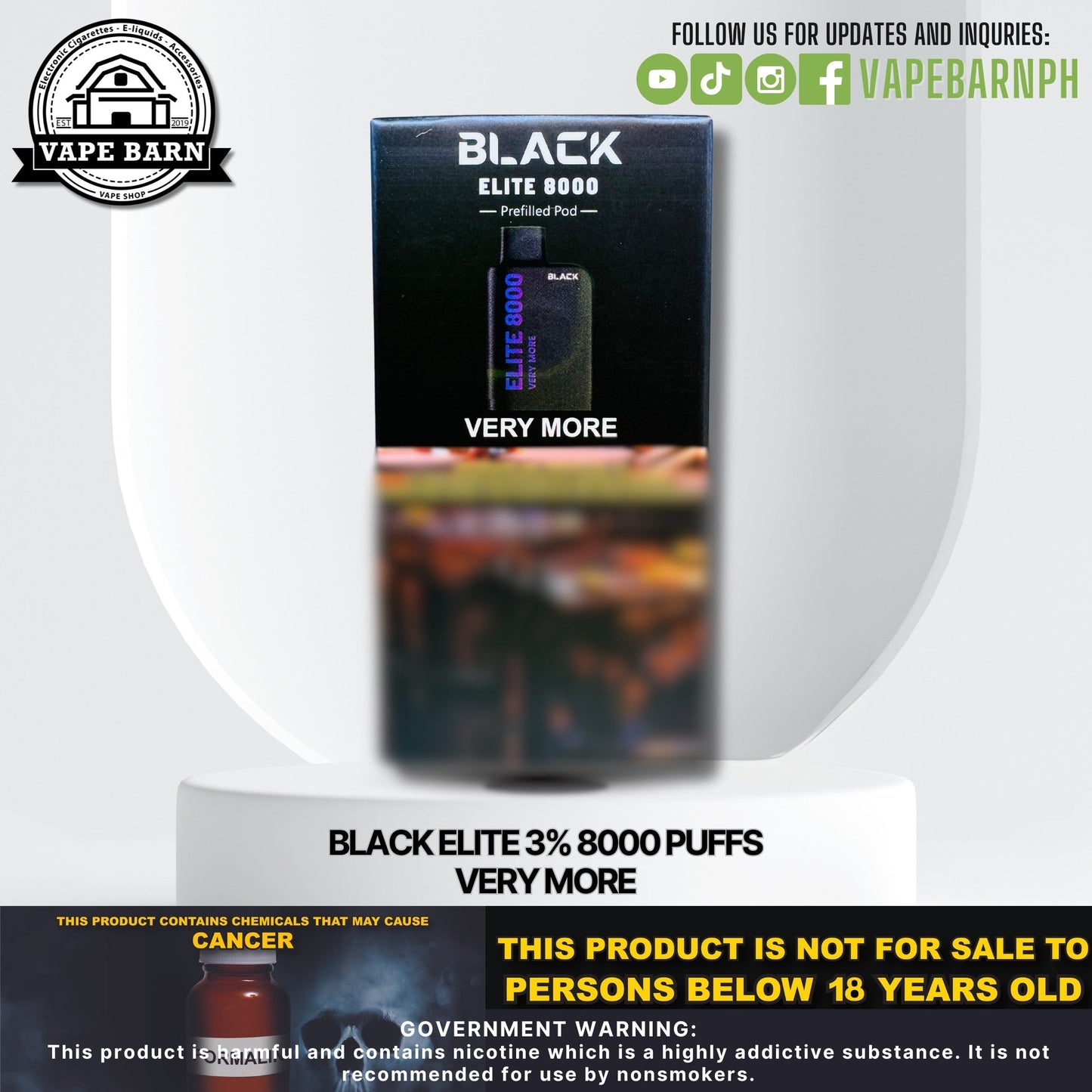 Black Elite V1 (Prefilled Pod) 3% 8000 Puffs