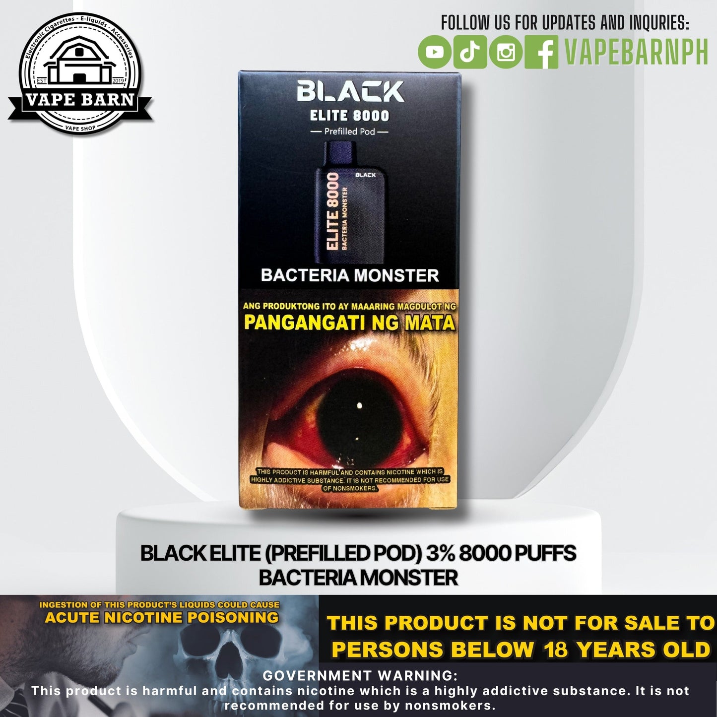 Black Elite V1 (Prefilled Pod) 3% 8000 Puffs