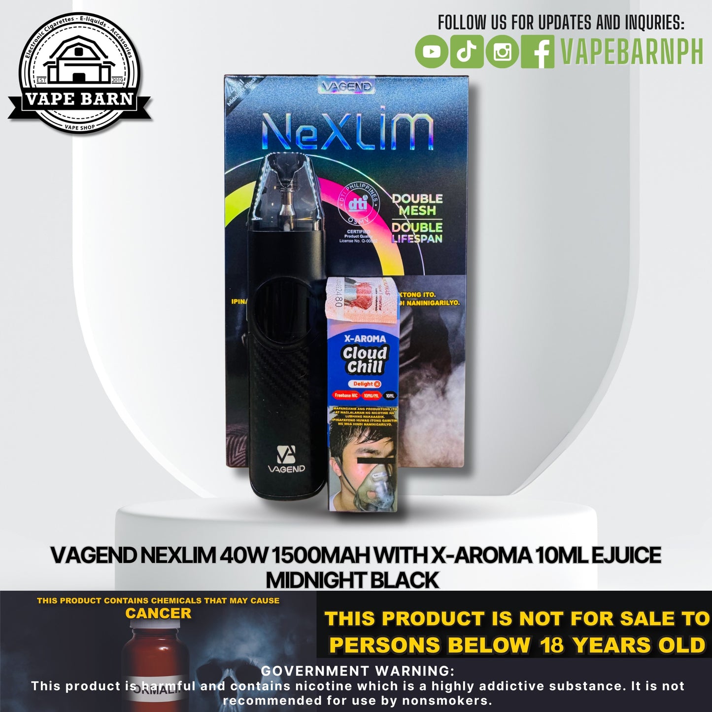 Vagend NeXlim 40W 1500mAh with X-AROMA 10ml Ejuice