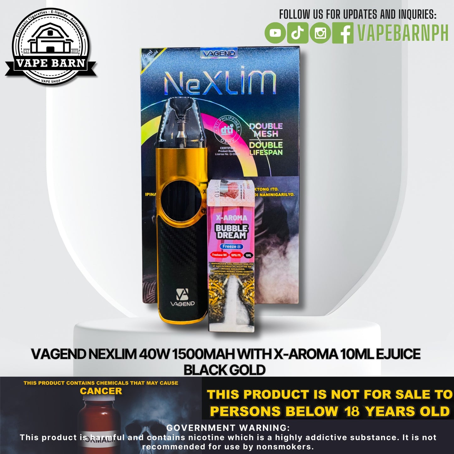 Vagend NeXlim 40W 1500mAh with X-AROMA 10ml Ejuice