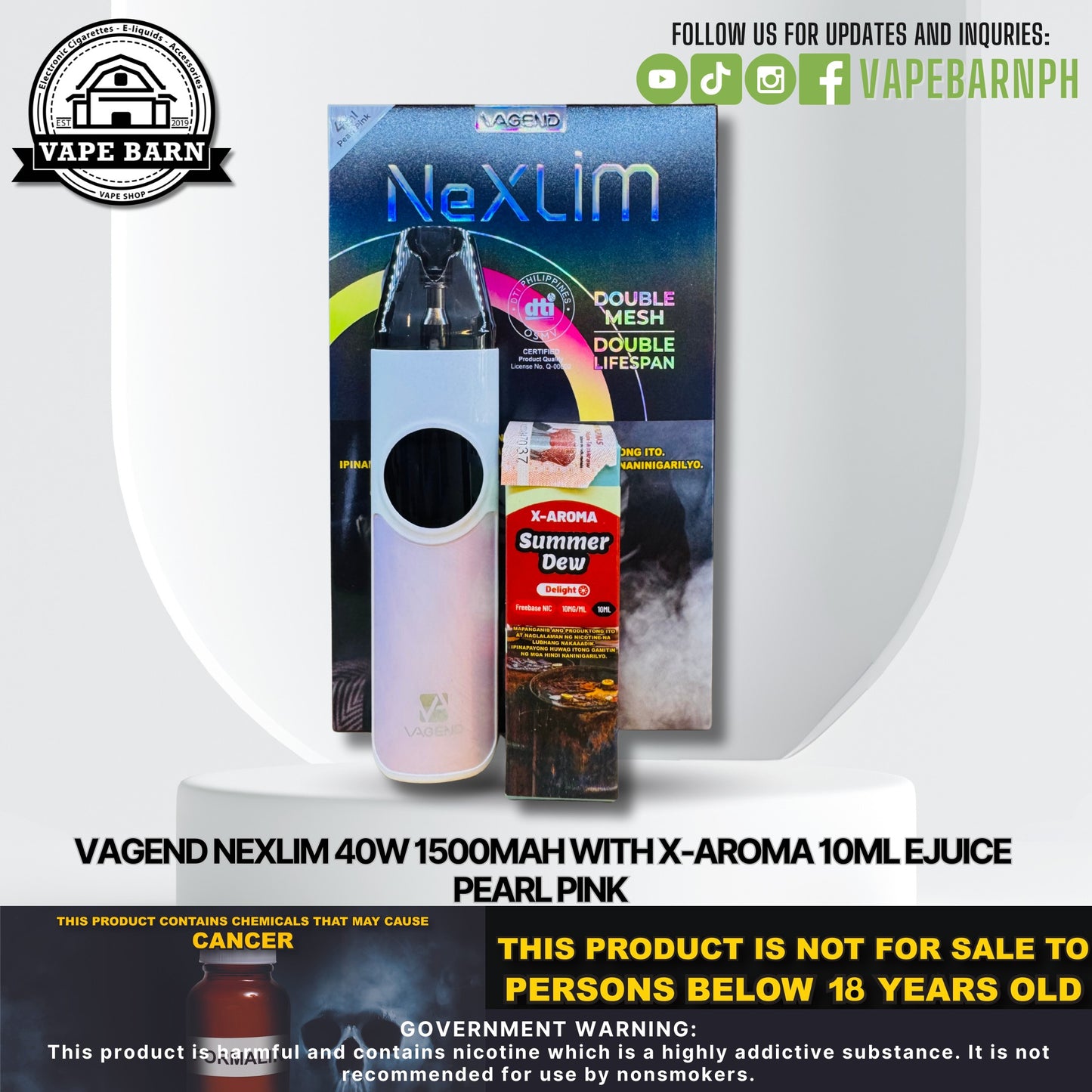 Vagend NeXlim 40W 1500mAh with X-AROMA 10ml Ejuice