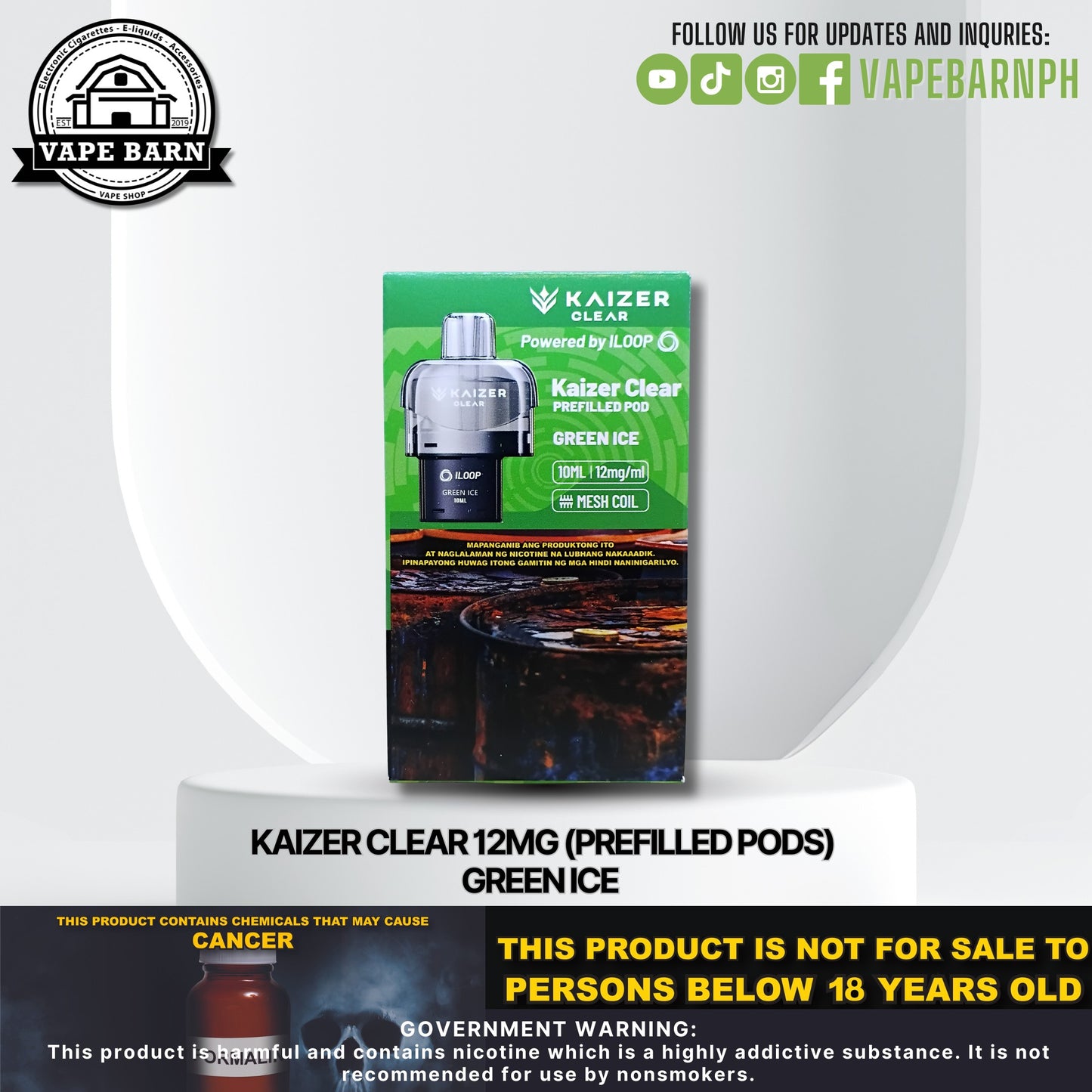 Kaizer Clear 12mg (Prefilled Pods) / Battery