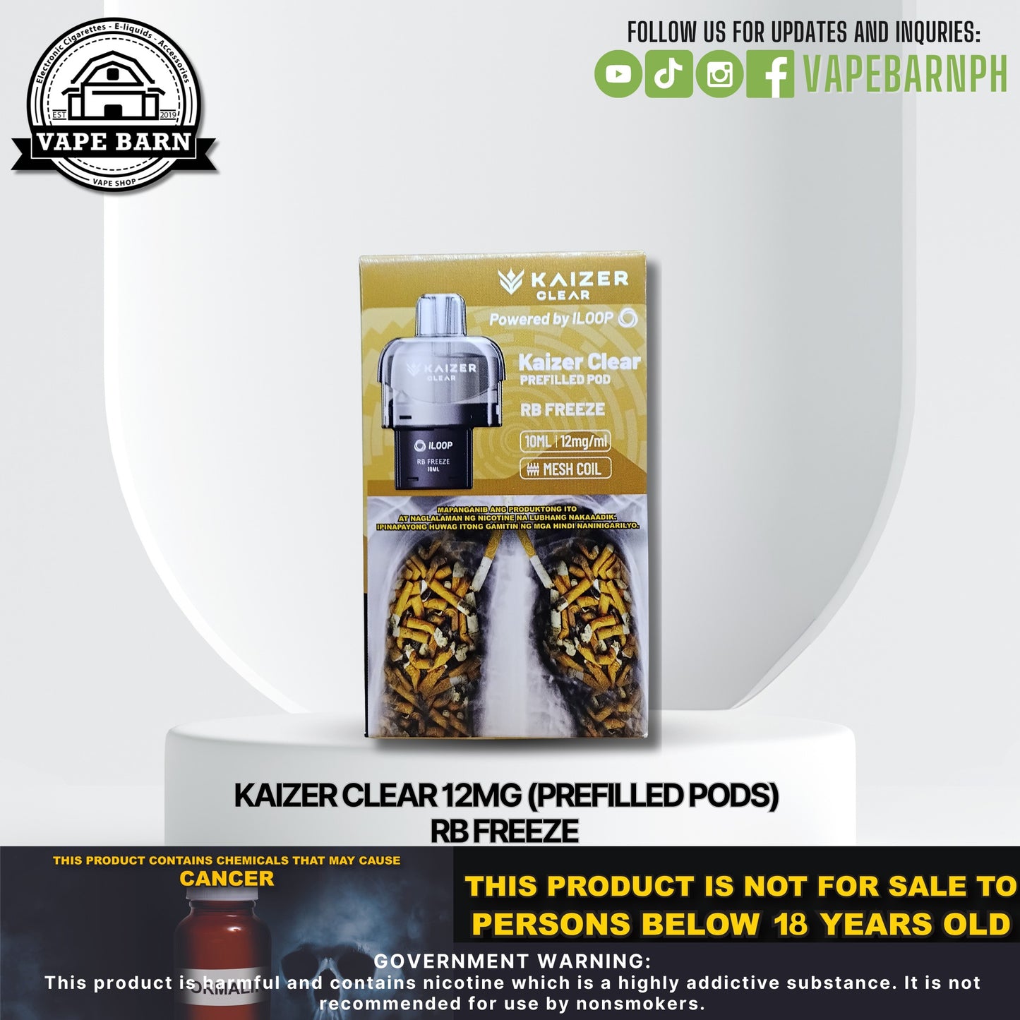 Kaizer Clear 12mg (Prefilled Pods) / Battery