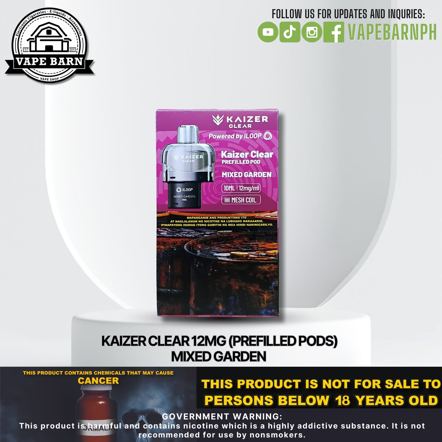 Kaizer Clear 12mg (Prefilled Pods) / Battery