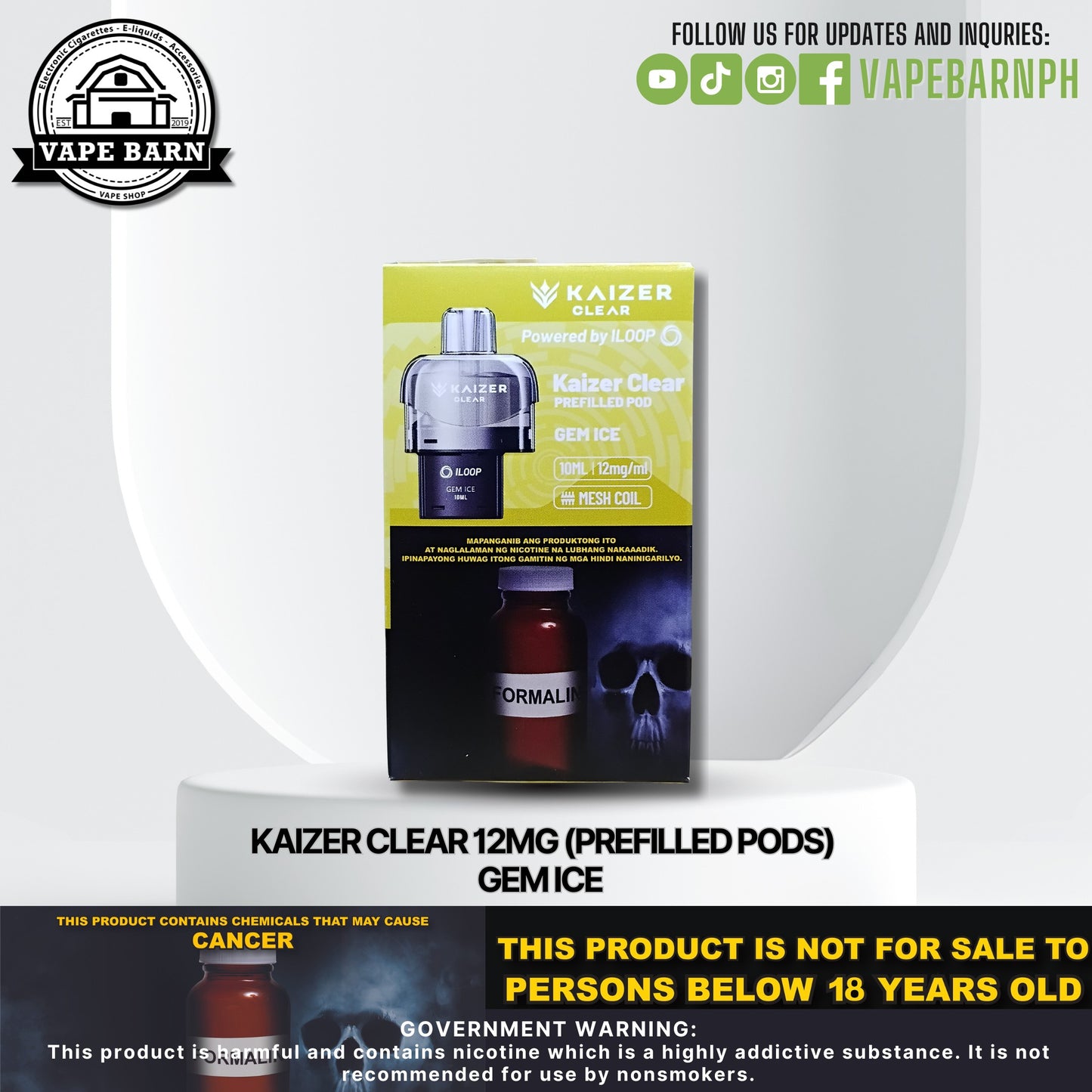 Kaizer Clear 12mg (Prefilled Pods) / Battery