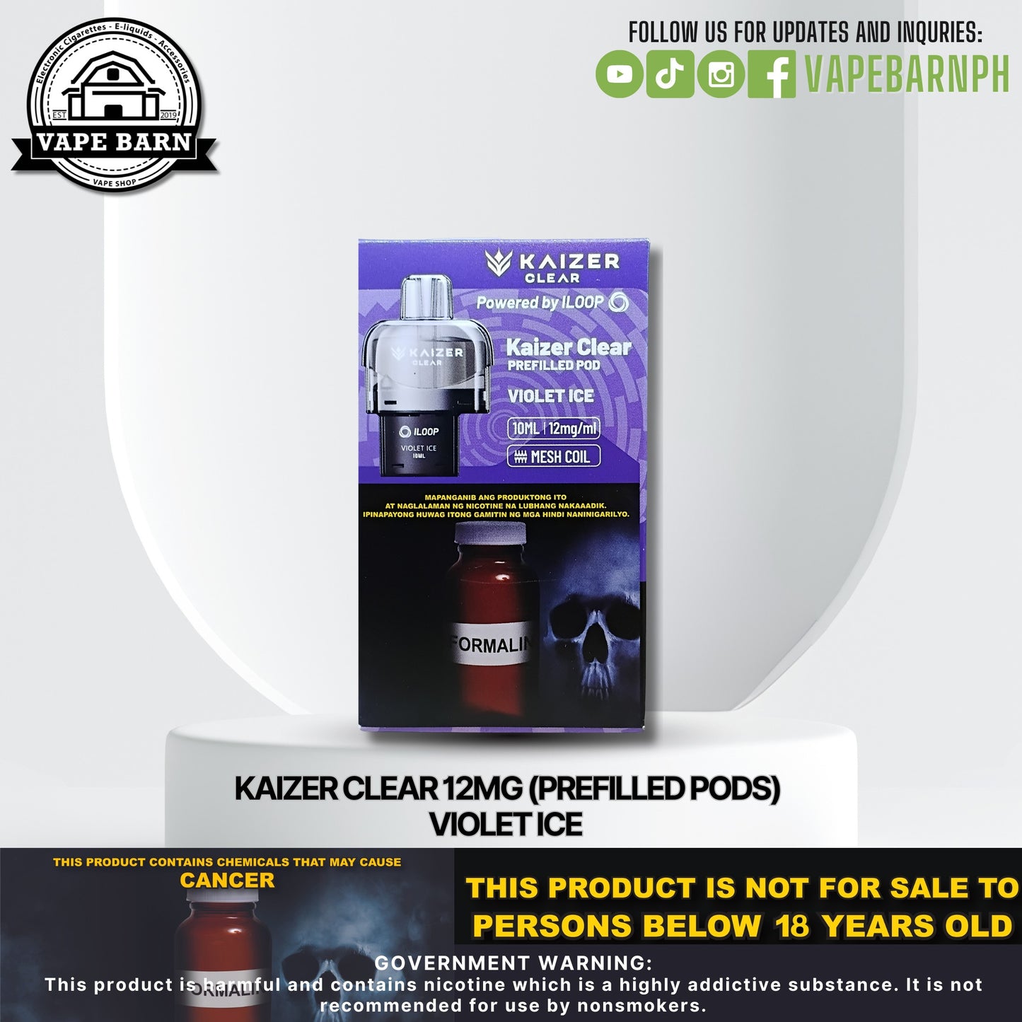 Kaizer Clear 12mg (Prefilled Pods) / Battery